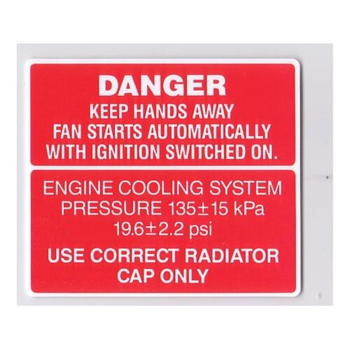 DECAL FAN WARNING & COOLING SYSTEM VN S2