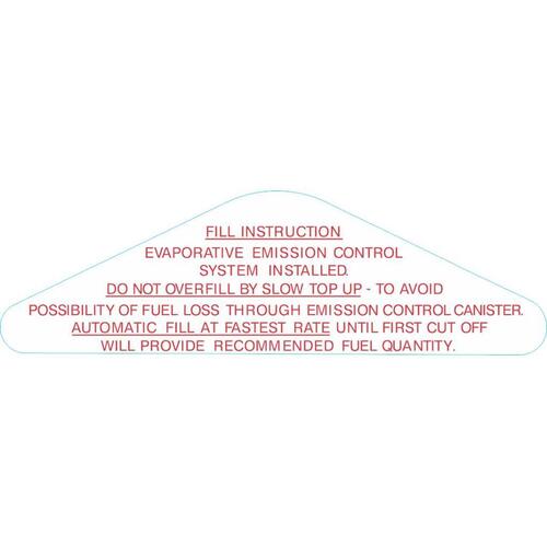 FUEL FILLER DOOR FILLING INST. DECAL HQ-