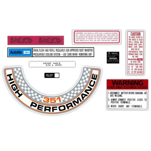 Decal Kit XW GT Engine Bay 351 Windsor B