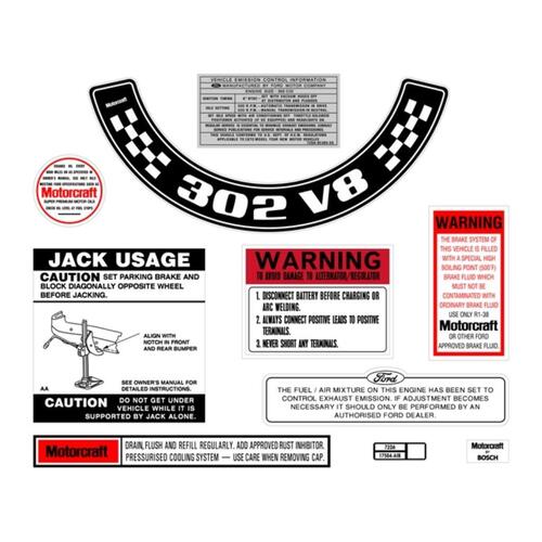 ENGINE BAY DECAL KIT (BASIC) XA ZF 302 SMALL AIR CLEANER