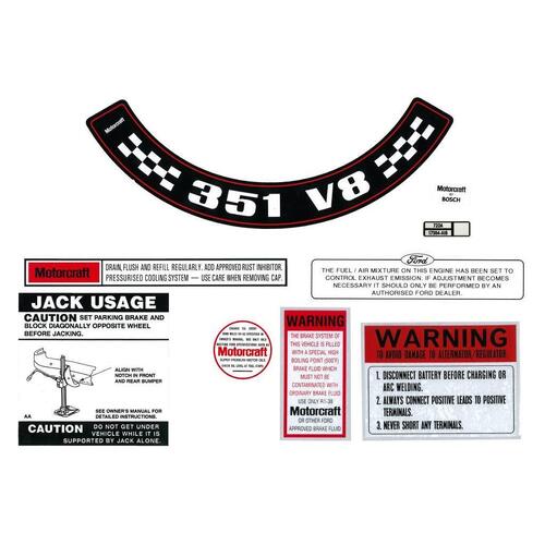 ENGINE BAY DECAL KIT (BASIC) XA ZF 351 WITH LARGE AIR CLEANER