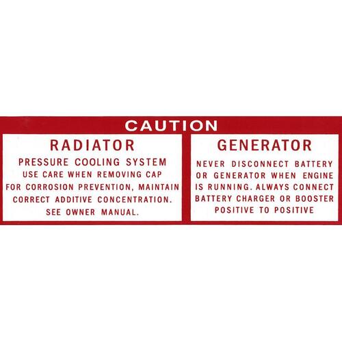 DECAL RADIATOR AND GENERATOR HD - HG LC