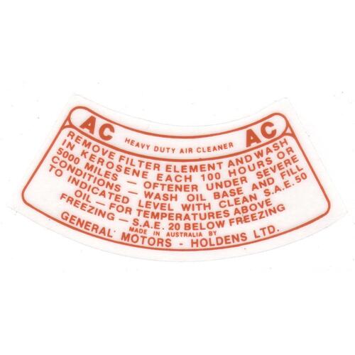 AIR CLEANER DECAL AC (BROWN) FE EARLY FC
