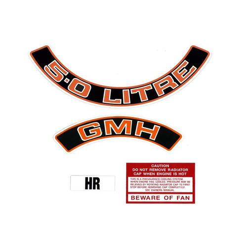 ENGINE DECAL KIT VC VH '5.0 LITRE' RED