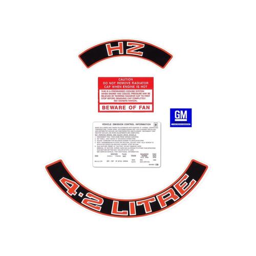 ENGINE DECAL KIT HOLDEN HZ '4.2 LITRE' RED MOTOR