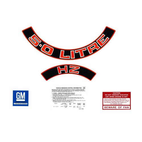 '5.0 LITRE' ENGINE DECAL KIT (RED) HZ