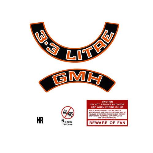 3.3 LITRE' ENGINE DECAL KIT (RED) VK