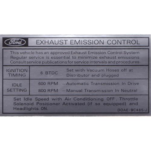 Decal Exhaust Emission XW ZC 351 Clevela