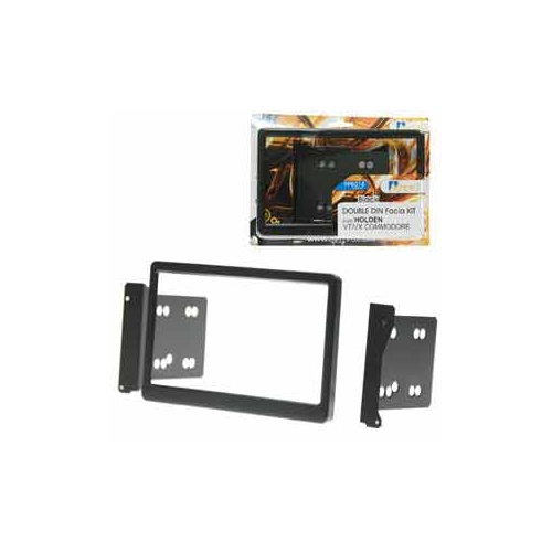 DOUBLE DIN FACIA & FITTING KIT VT VX VU WH BLACK ALLOWS INSTALLATION OF NON GENUINE DOUBLE DIN DECK
