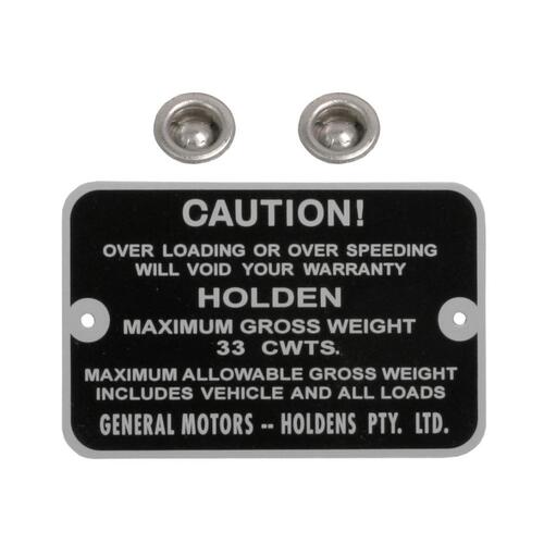 GROSS WEIGHT TAG EH PANEL VAN 33 CWT