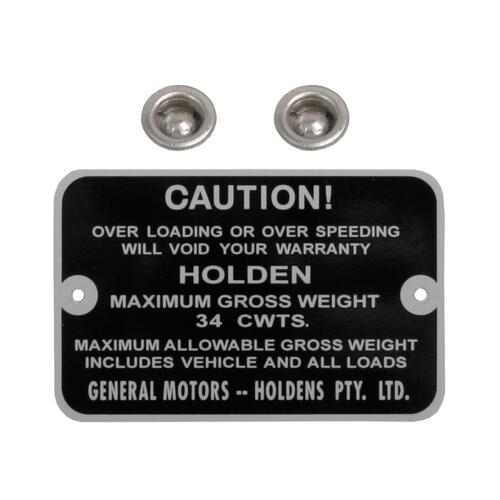 GROSS WEIGHT TAG HD HR PANEL VAN 34 CWTS