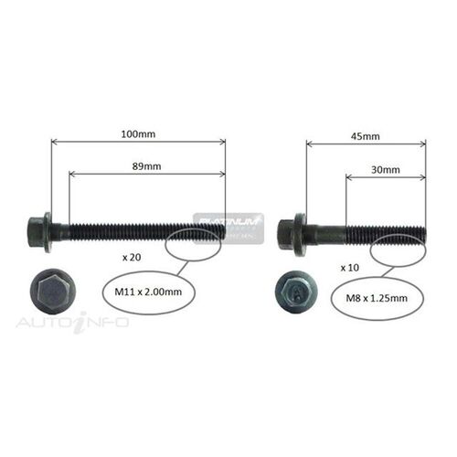 HEADBOLT SET SUITS LS1 WITH 20 100MM & 10 X 45MM BOLTS FROM ENG NO VF1155002 LATE VU VX VY VZ VE VF WH WK WL L76 L77 L98
