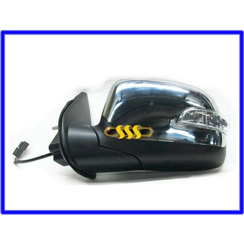 MIRROR RA RODEO RIGHT HAND DOOR ELECTRIC CHROME WITH LIGHT 08-05 TO 09/07