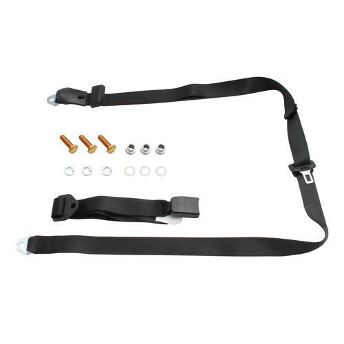 Seat Belt Lap Sash Short Black (Adjustable Web Stalk) Holden / Ford - K2257S