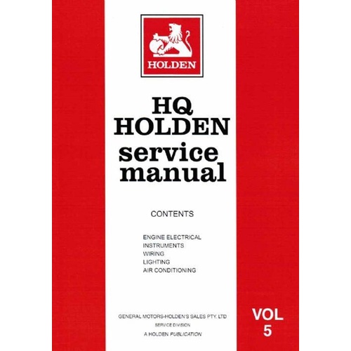 WORKSHOP MANUAL HQ VOLUME 5