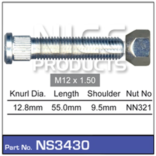 Stud/Nut Pack-M12-1.50 X 53.0m WHEEL STUD VB VC VH VK VL VN VP FRONT AND REAR - VR VS VT VX VY VZ VZ REAR ONLY XTRA LONG