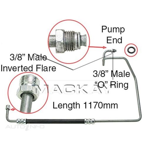POWER STEERING HIGH PRESSURE HOSE VH VK 6 CYLINDER SUITS MODELS WITH AIR PUMP
