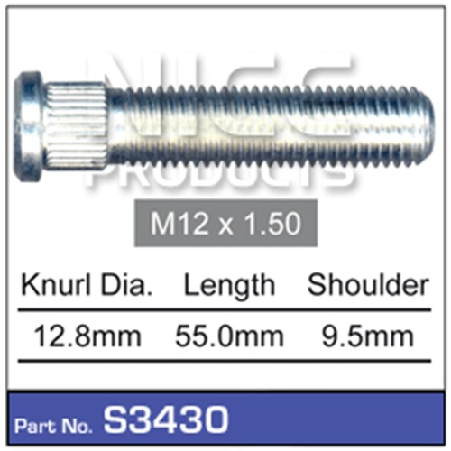 WHEEL STUD 55mm long COMMODORE VB VC VH VK VL VN VP FRONT & REAR - VR VS VT VX VY REAR ONLY LARGE M ON HEAD