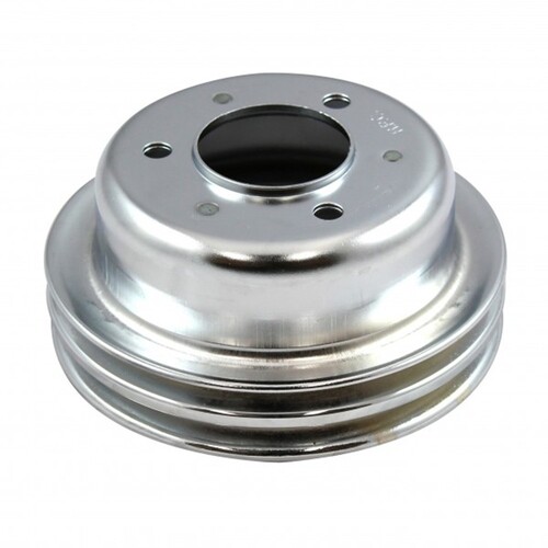Pulley Crankshaft Lower Double Groove Chromed Steel Ford Windsor 289 1964-67 Diameter 6.687 Inch, Depth 2-75 Inch