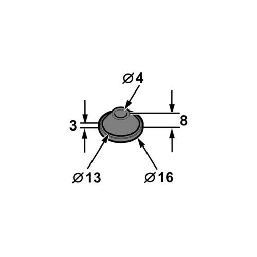 GROMMET FLAT BUMPER 11MM HOLE 16MM OD MU