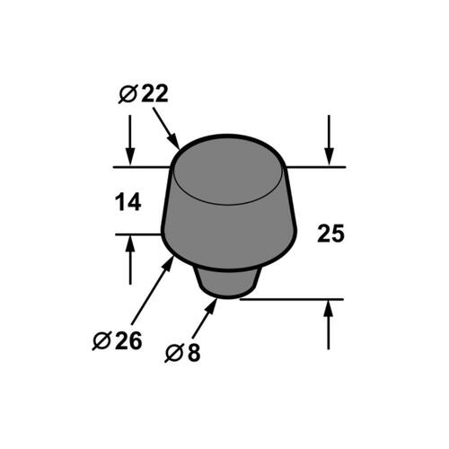 BUMPER 13.5MM TALL 15MM HOLE 26MM BASE O