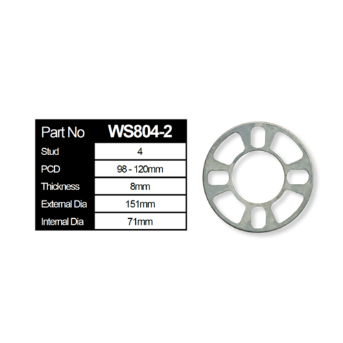 WHEEL SPACERS MULTIFIT 4 STUD 8MM THICK